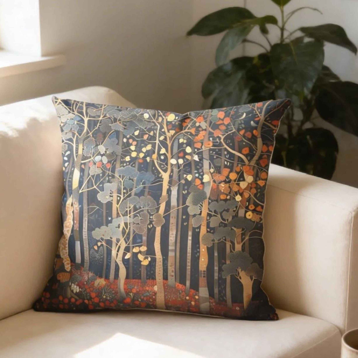 Scandinavian Inspired pillow cover with woven pattern styled on a sofa or bed