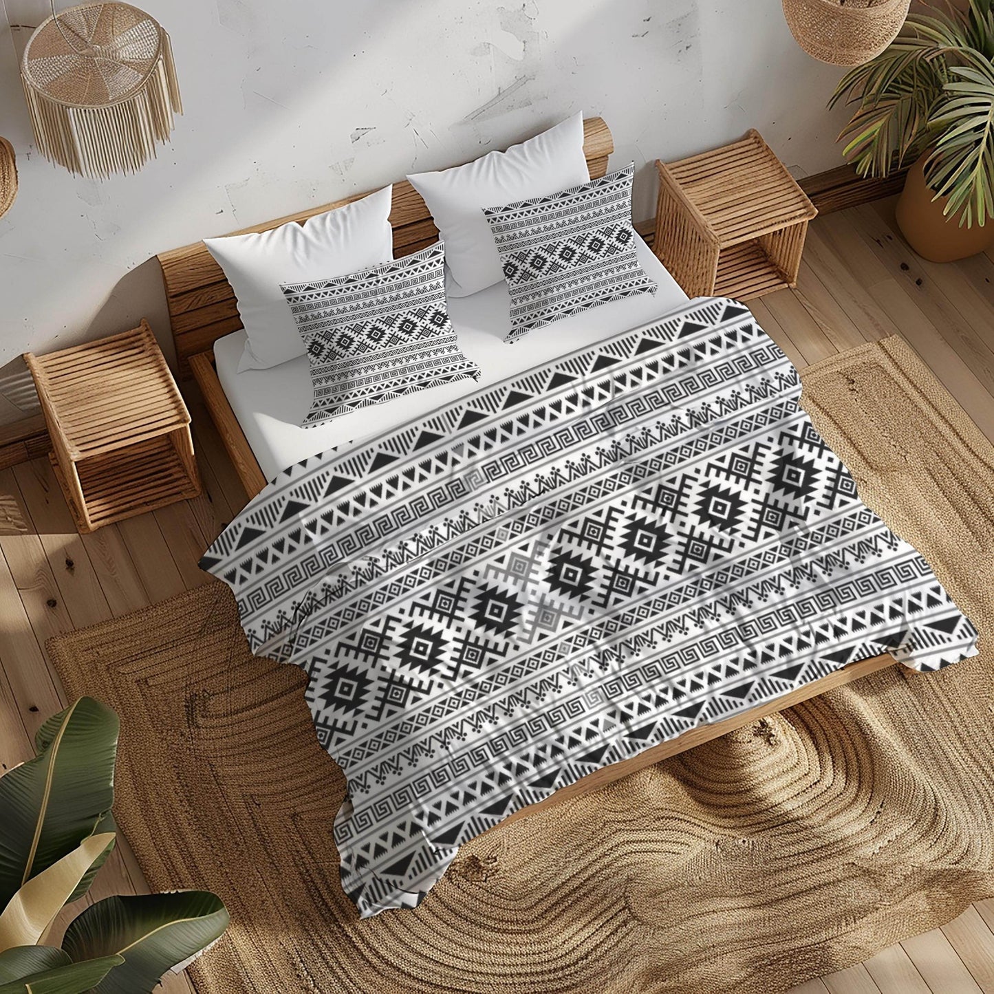 Geometric Bedding Set - Modern 3 Piece Zippered Duvet Cover & Pillowcases - timelessbohochic.com