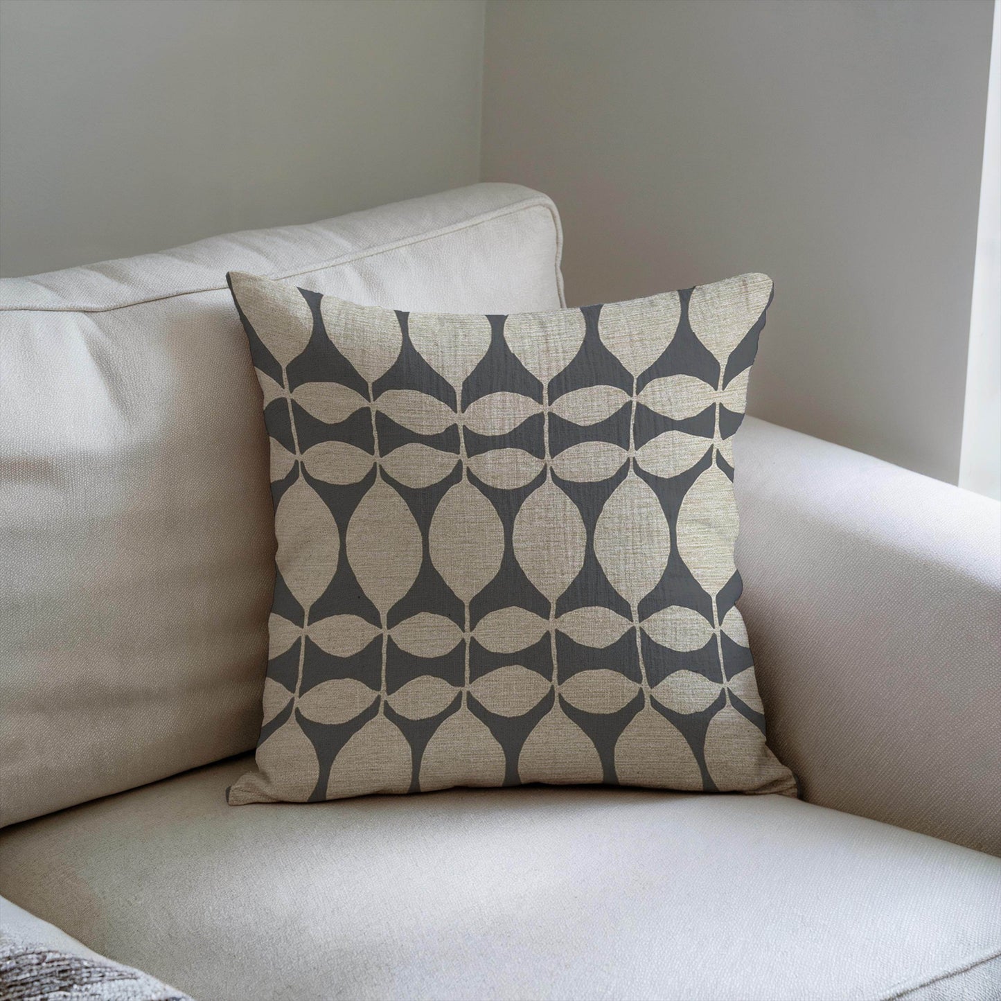 Modern Throw Pillow - Floral Pattern Cushion With Geometric Leaf Design - timelessbohochic.com