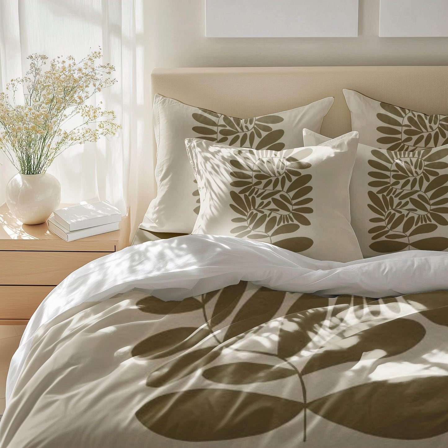 Mid Century Modern Bedding - Linden Tree Pattern Duvet Cover Set with Lime Tree Design - timelessbohochic.com