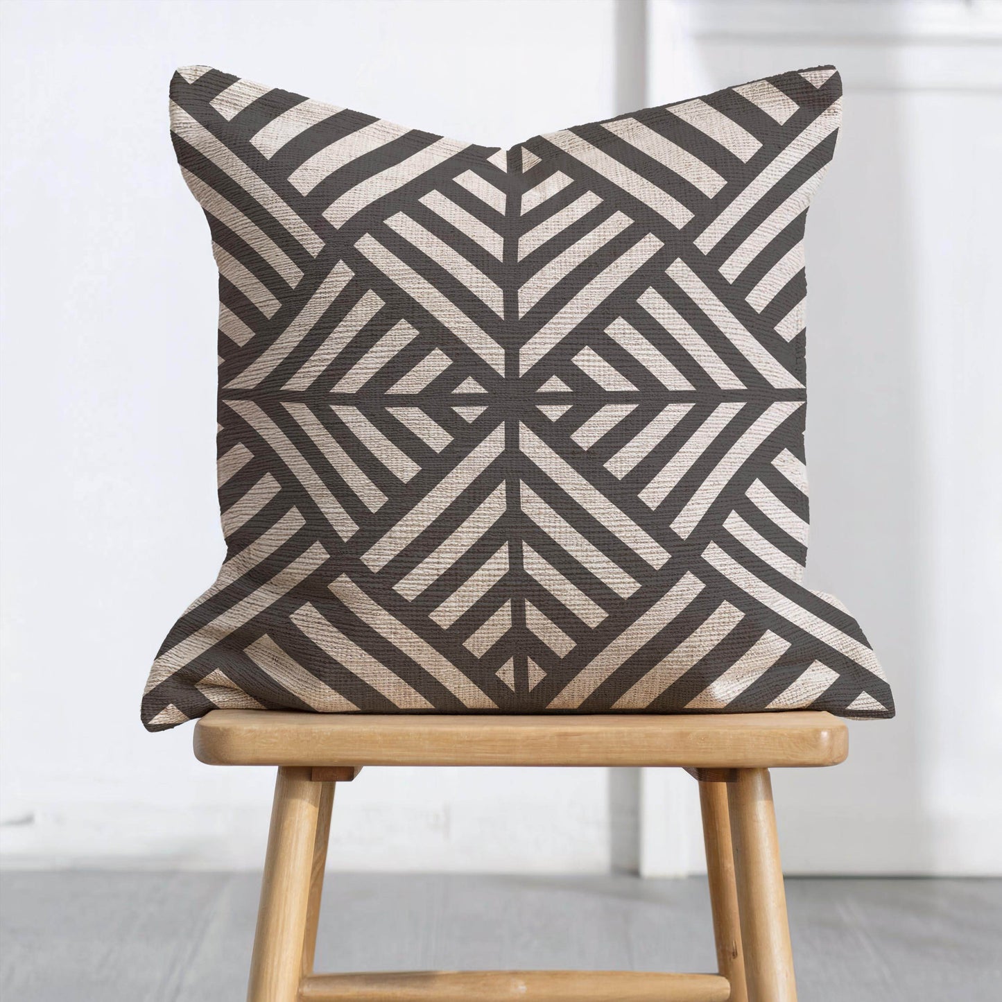 Modern Throw Pillow – Geometric Pattern Cushion | Black White Minimalist Home Decor - timelessbohochic.com