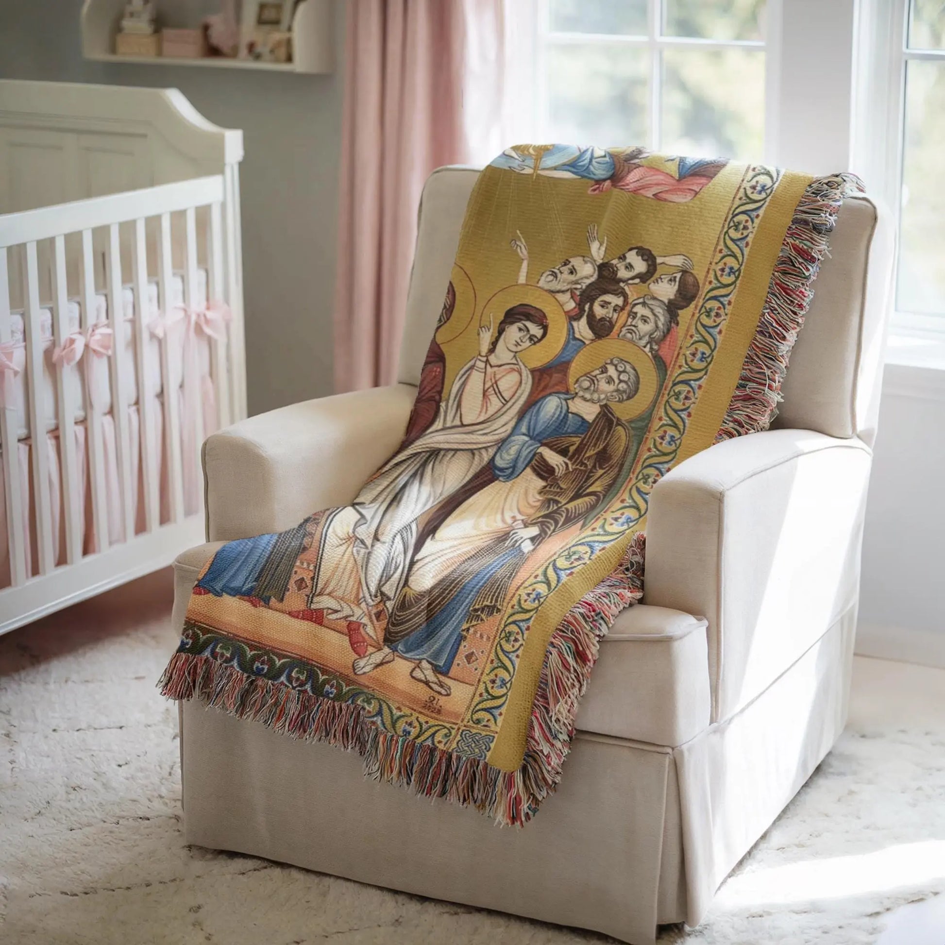 Armenian Cotton Blanket - Woven Throw with Haykakan Hampartsum Design | Cozy Sofa Decor