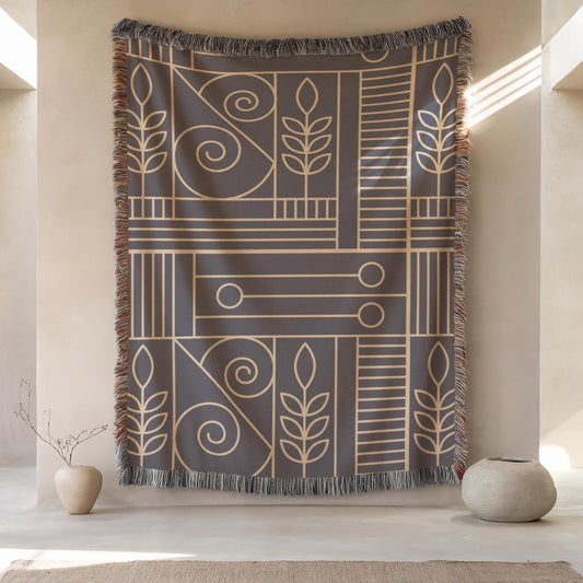 Woven Tapestry Blanket – Modern Throw Blanket with Geometric Pattern, Cozy Home Decor