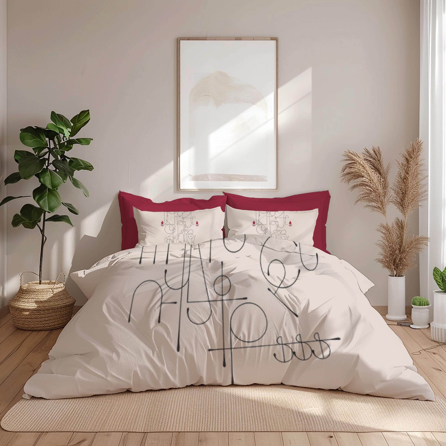 Armenian Duvet Cover - Alphabet Bedding Set With Haykakan Pattern & Cultural Motifs - timelessbohochic.com