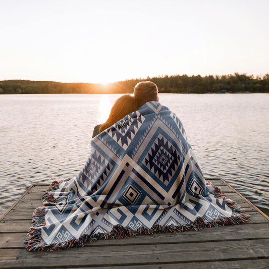 Custom Woven Blanket - Personalized Name Aztec Pattern Outdoor Cozy Throw