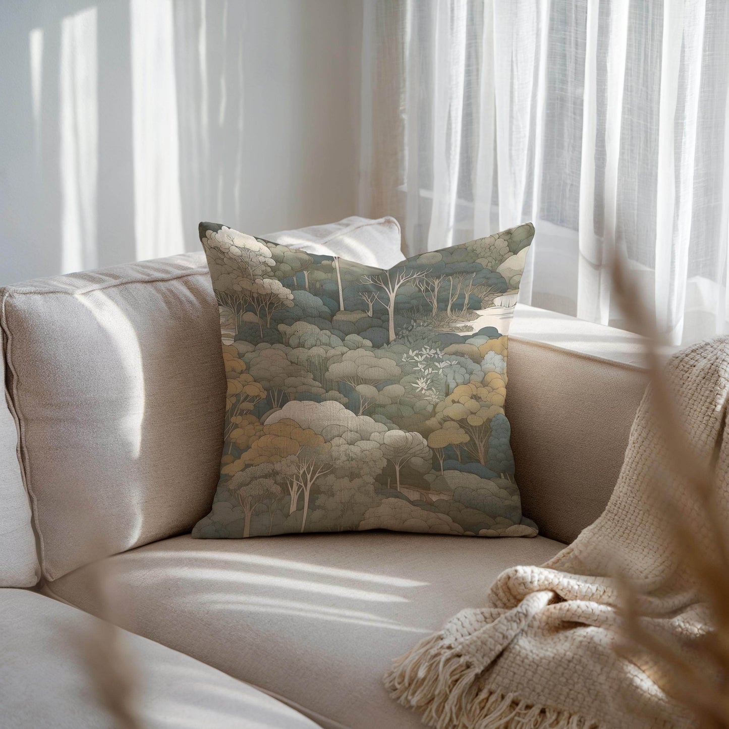 Tapestry Inspired Pillow - Sofa Bed Pillow with Armchair Cushion Cover & Soft Polyester Filling - timelessbohochic.com