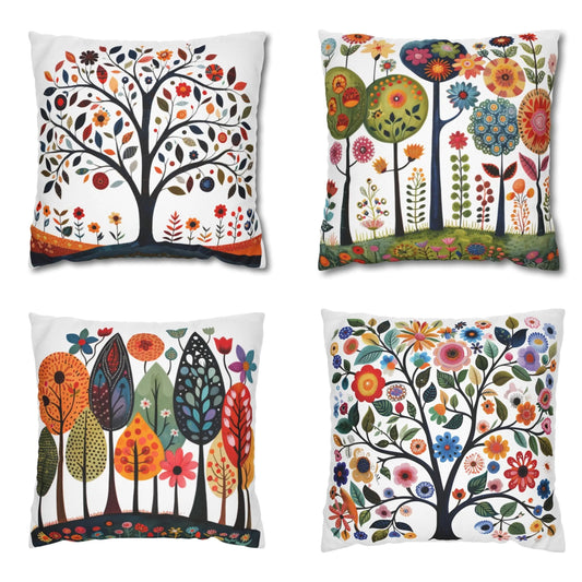 Scandi Tree Pillowcase – Nordic Cushion Cover With Concealed Zipper | Cozy Forestcore Sham