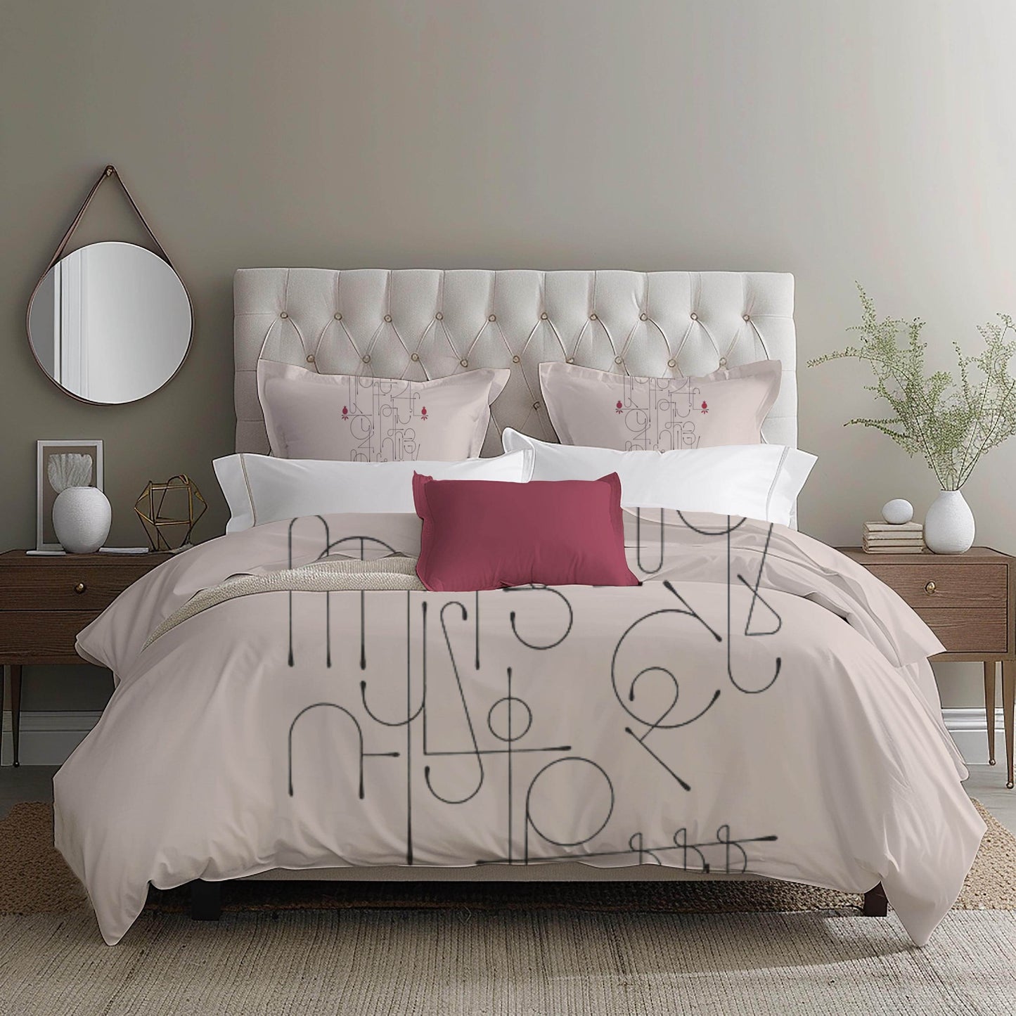 Armenian Duvet Cover - Alphabet Bedding Set With Haykakan Pattern & Cultural Motifs - timelessbohochic.com