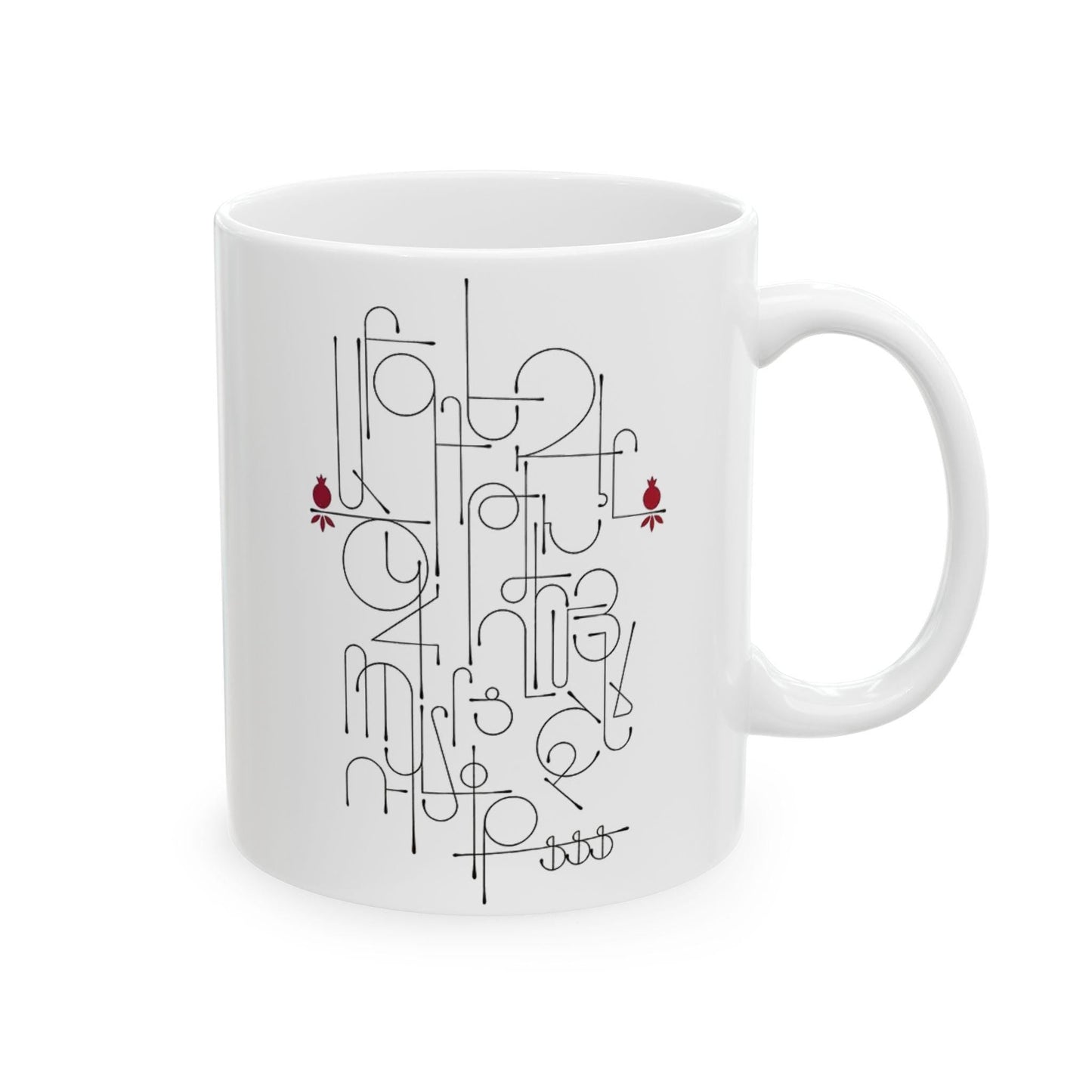 Contemporary Armenian Alphabet Ceramic Mug, Modern Script - timelessbohochic.com