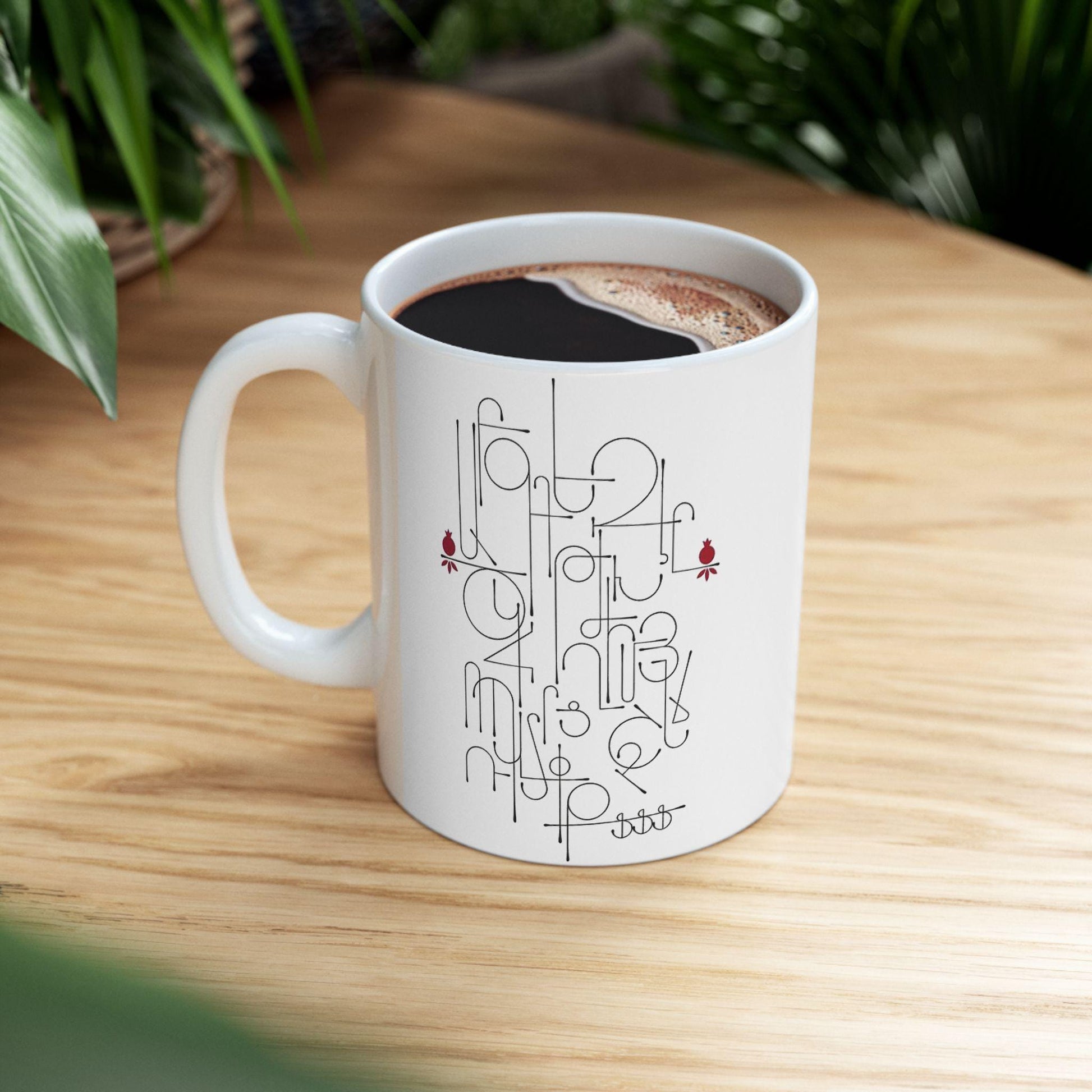 Contemporary Armenian Alphabet Ceramic Mug, Modern Script - timelessbohochic.com