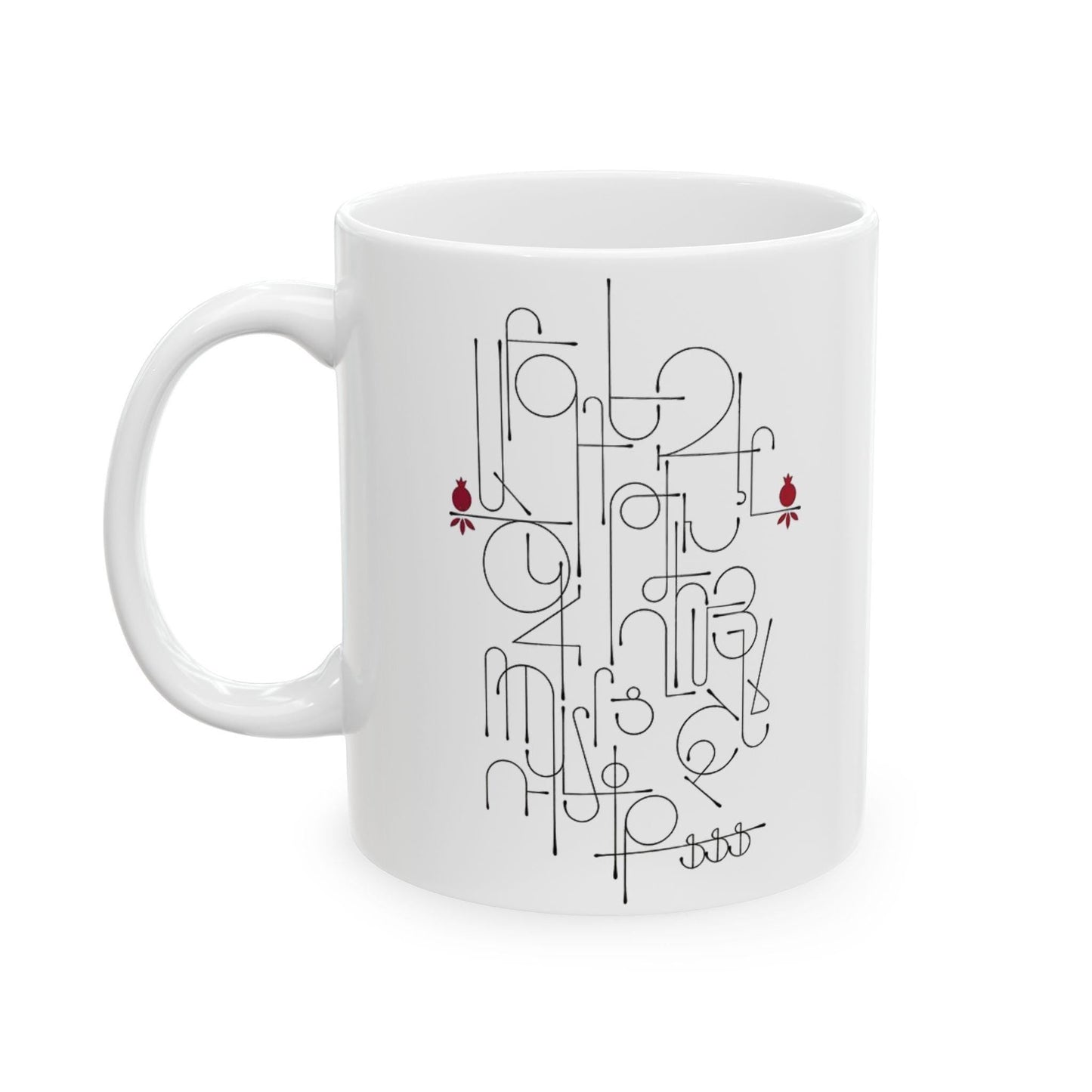 Contemporary Armenian Alphabet Ceramic Mug, Modern Script - timelessbohochic.com