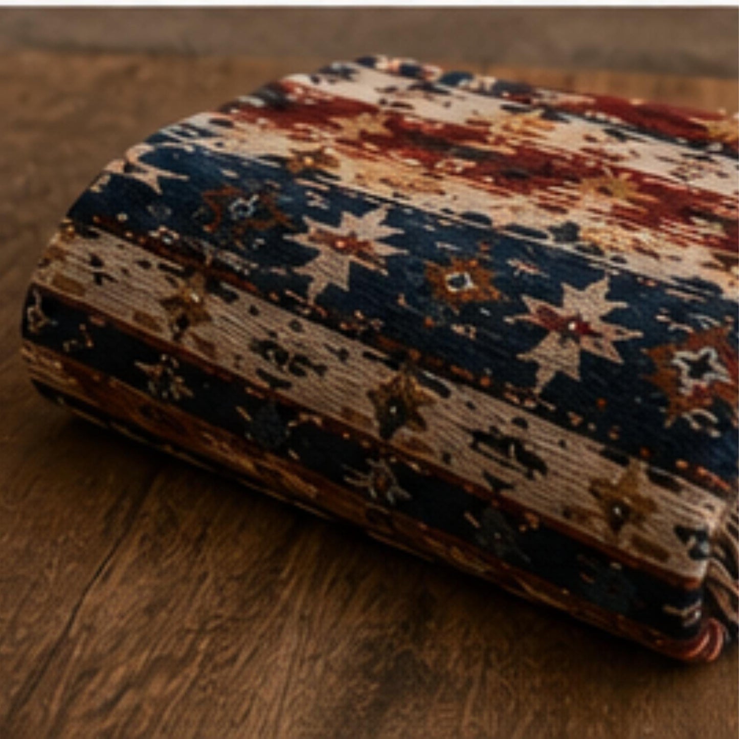 Southwestern woven blanket with geometric pattern styled for layered home decor