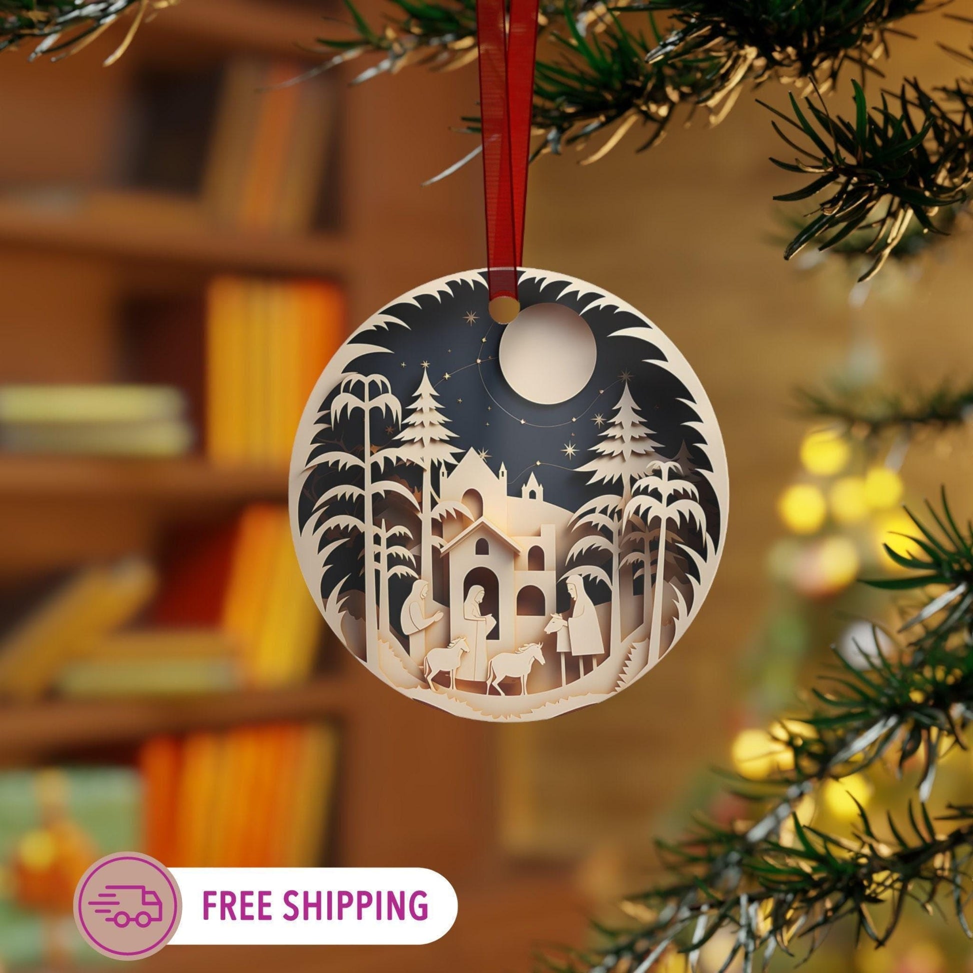 Personalized Nativity Ornament - Custom Armenian Christmas Ornament with Alphabet Text