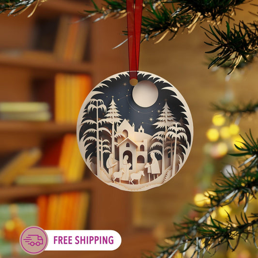 Personalized Nativity Ornament - Custom Armenian Christmas Ornament with Alphabet Text