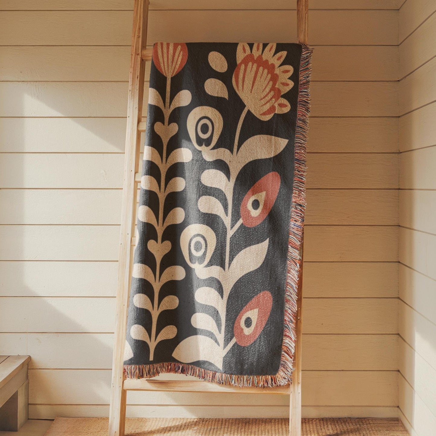 Matisse Inspired Tapestry - Woven Cotton Blanket With Floral Bouquet Wall Art