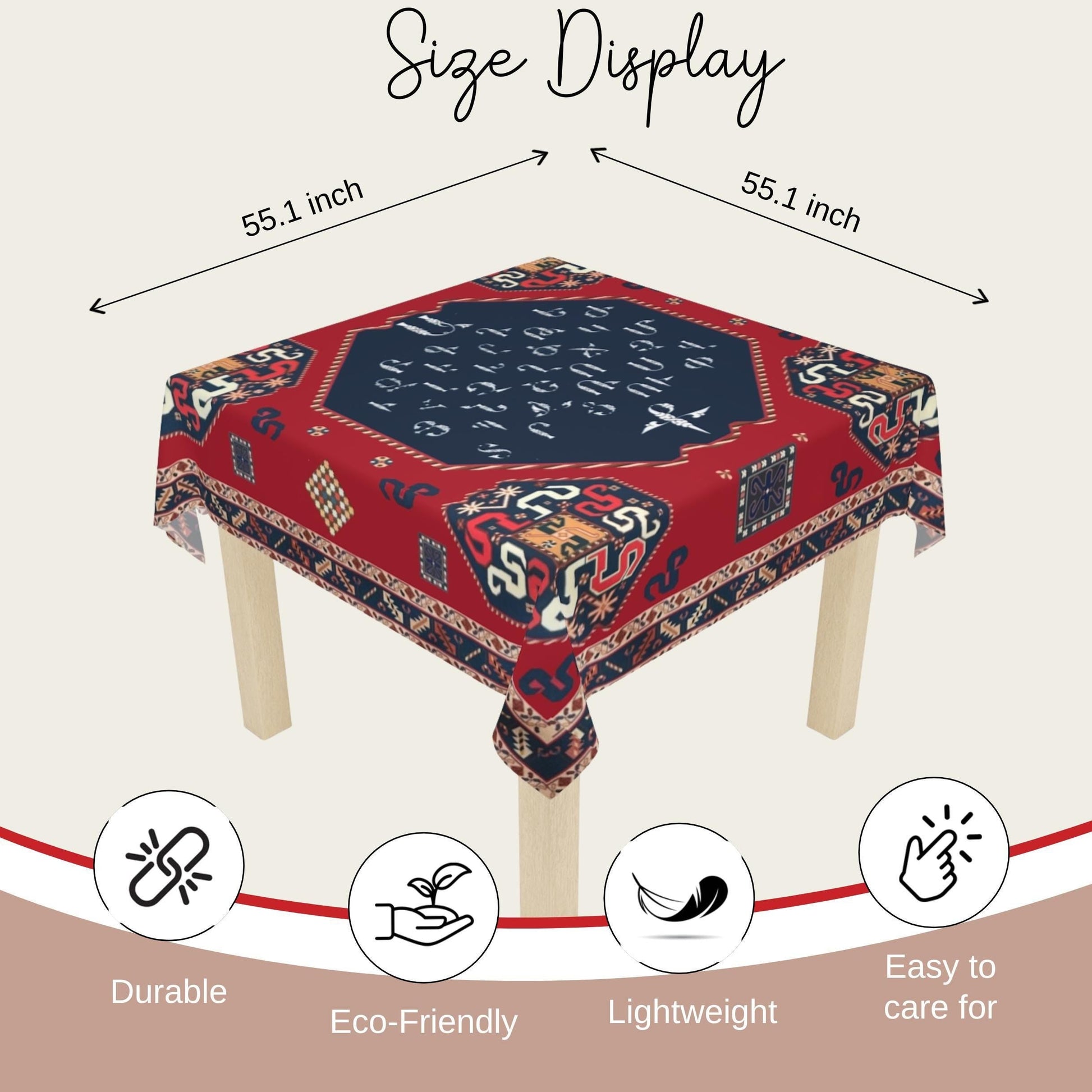 Armenian Tablecloth - Square Stylish Table Cover | Personalized Boho Linen Gift