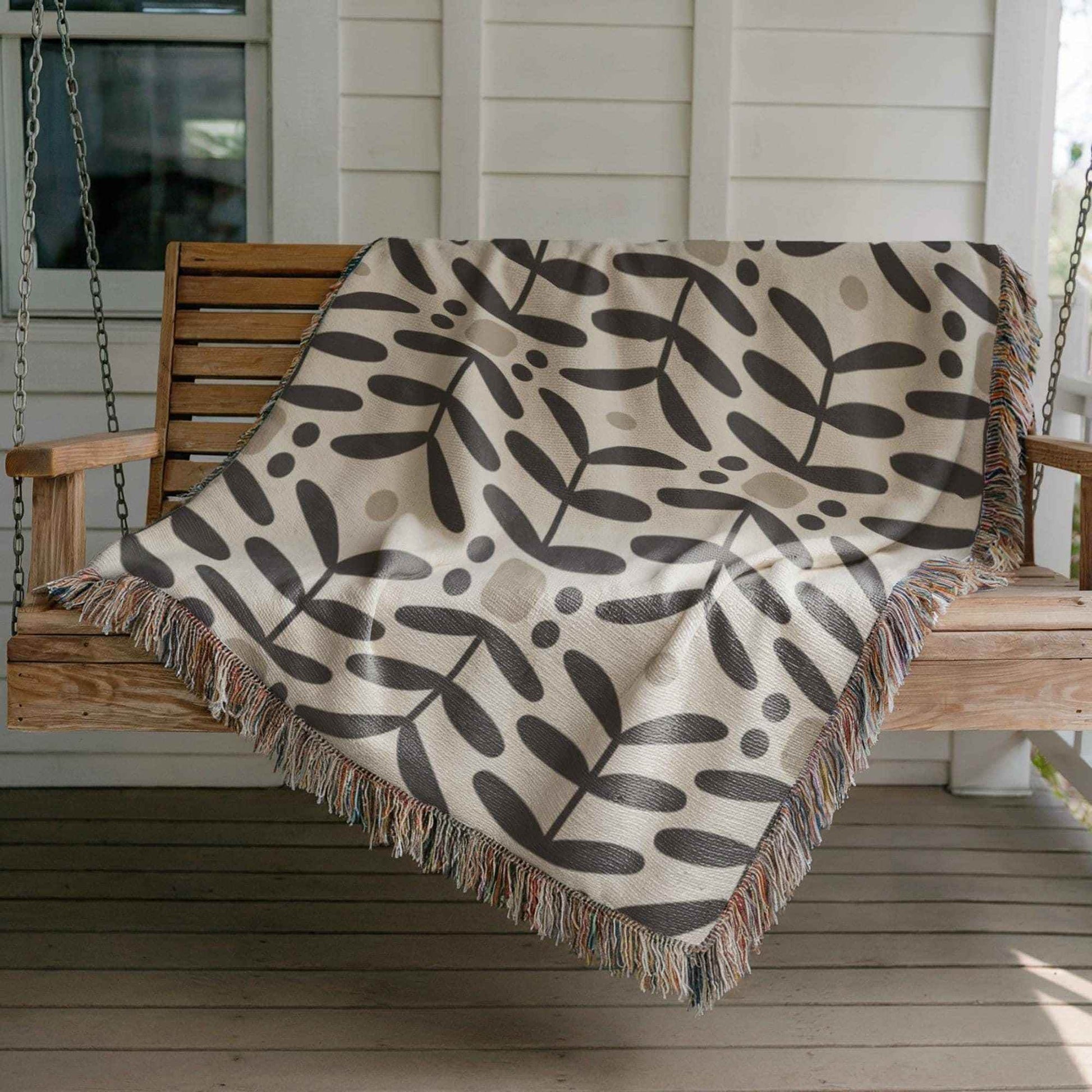 Woven Wall Hanging – Mid Century Modern Floral Wall Art Cotton Tapestry Throw - timelessbohochic.com