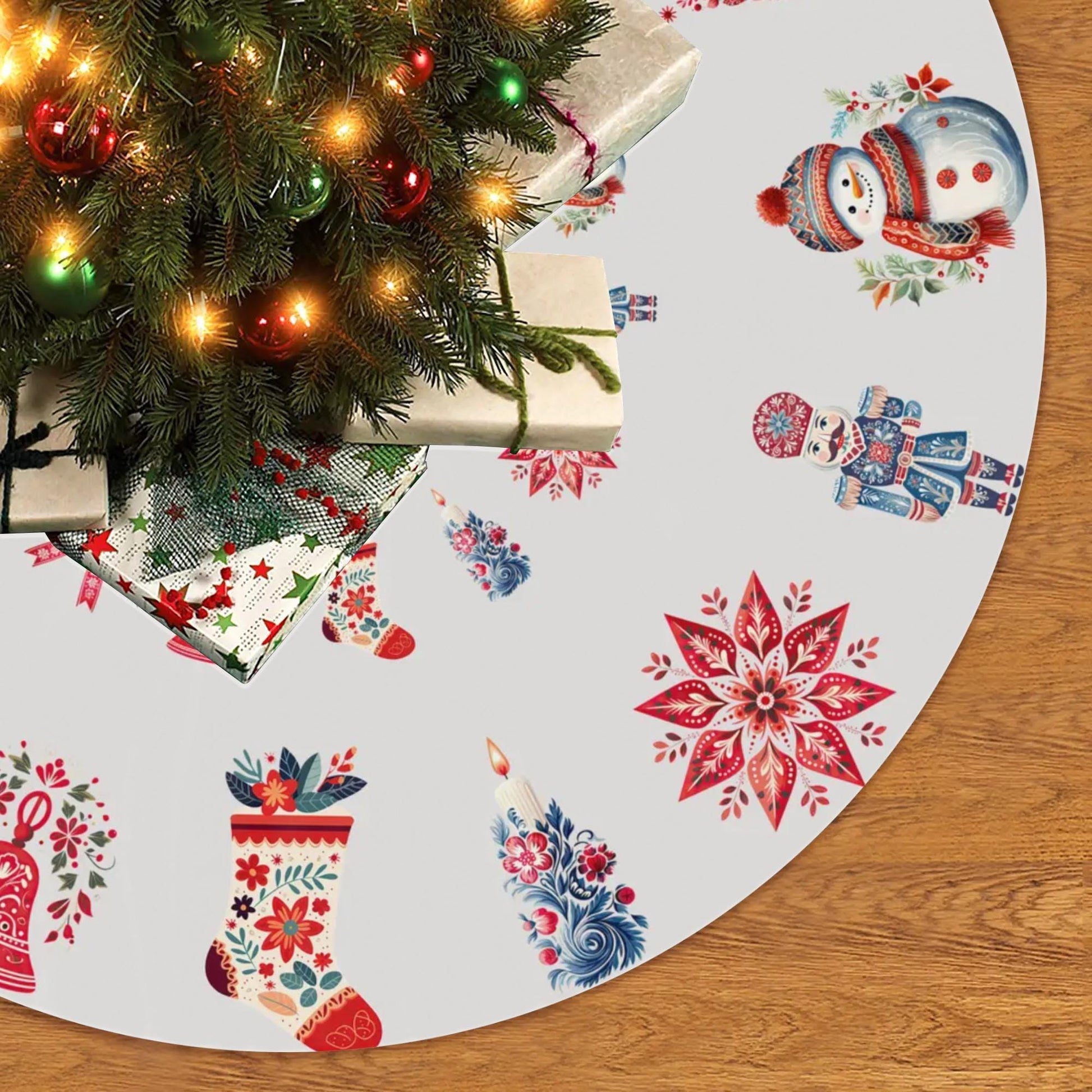 Nordic Christmas Tree Skirt – Scandinavian Holiday Decor | Cozy Winter Tree Skirt