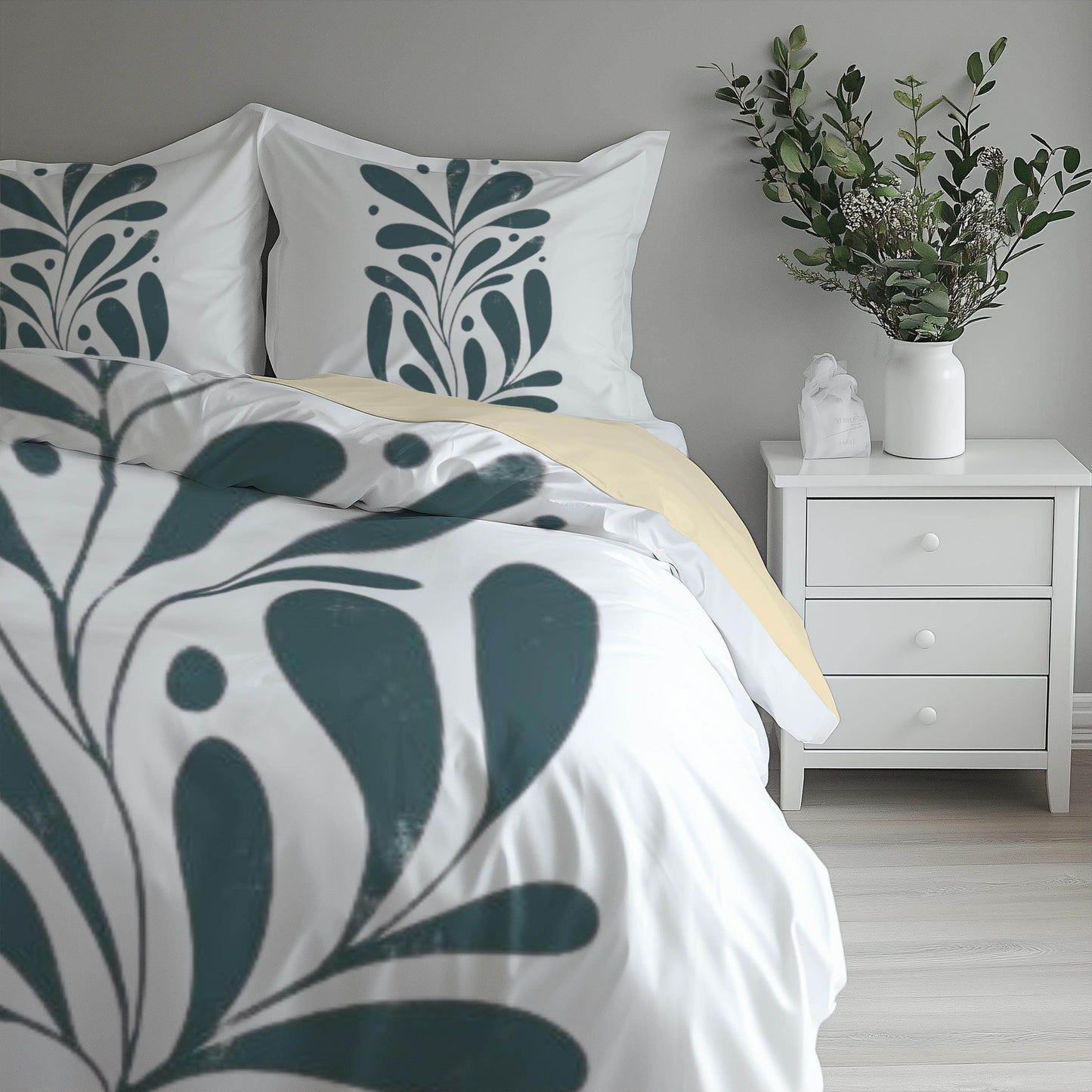 Floral Duvet Cover - Mid Century Bedding Set With Soft Breathable Polyester & Decorative Pillowcases - timelessbohochic.com