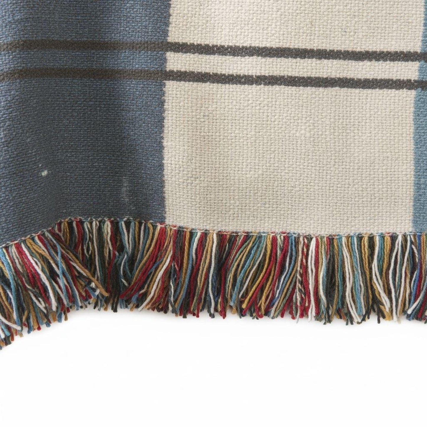 Modern Geometric woven blanket with geometric pattern styled for layered home decor