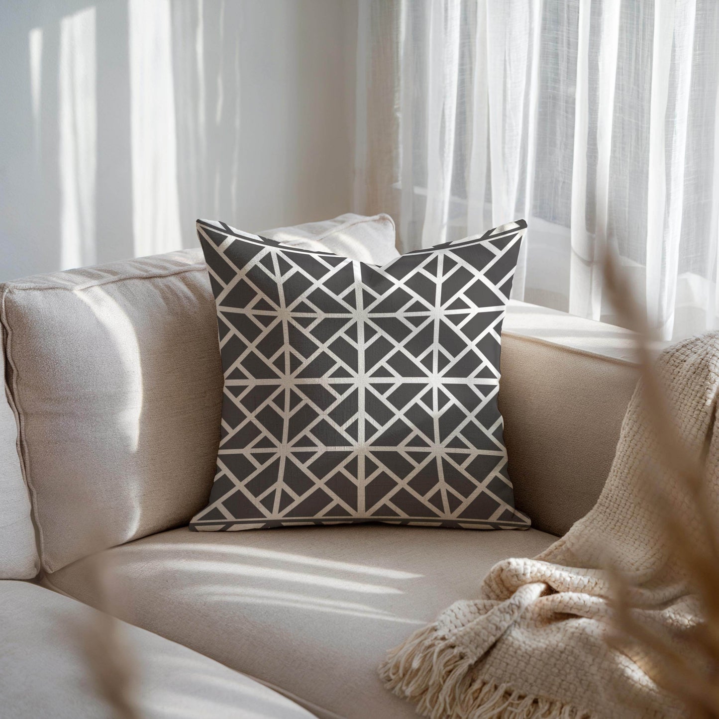 Modern Throw Pillow - Geometric Pattern Cushion | Double Sided Cotton Sofa Cushion - timelessbohochic.com