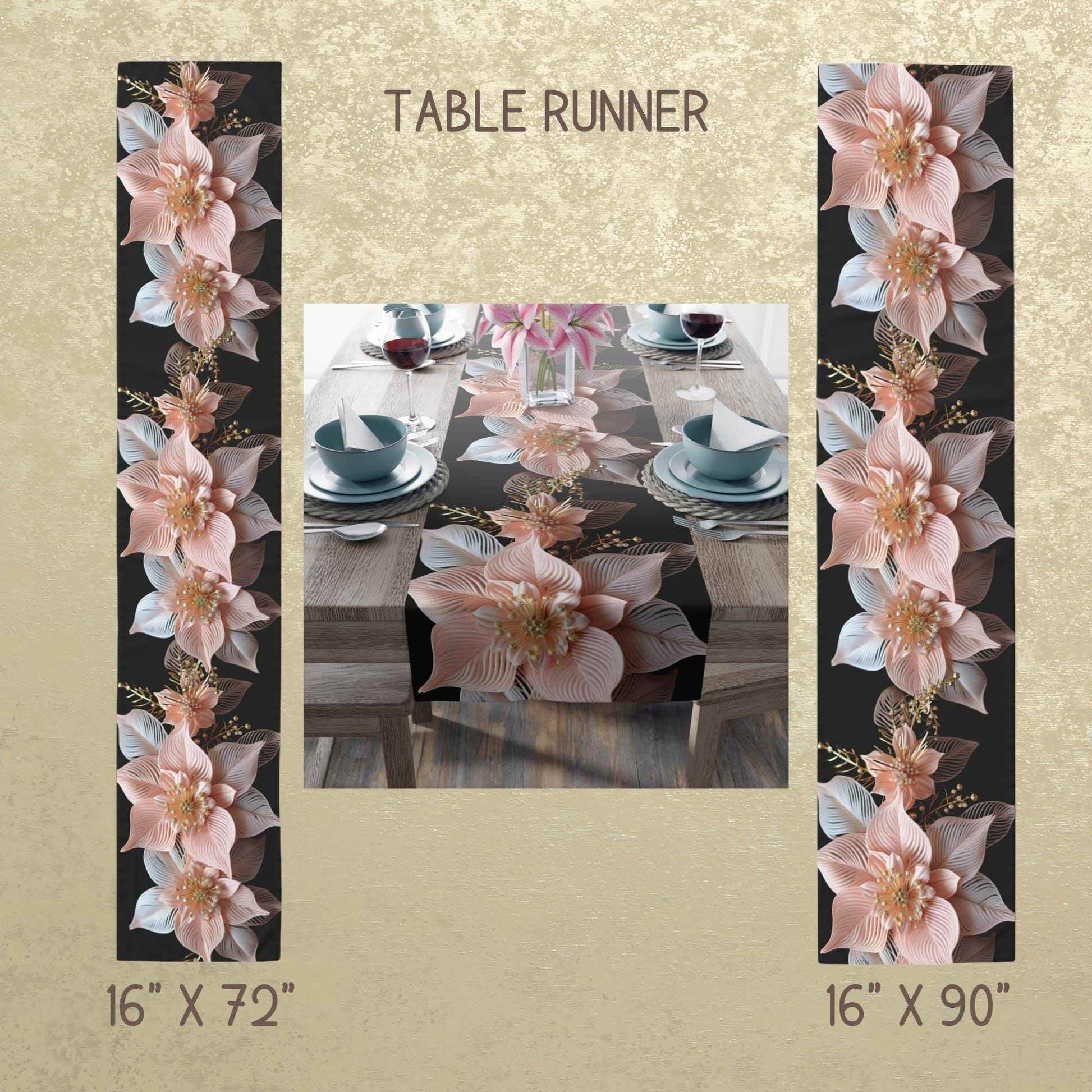 Poinsettia Table Runner | Christmas Table Decor - Soft Fabric Runner & Festive Accent - timelessbohochic.com