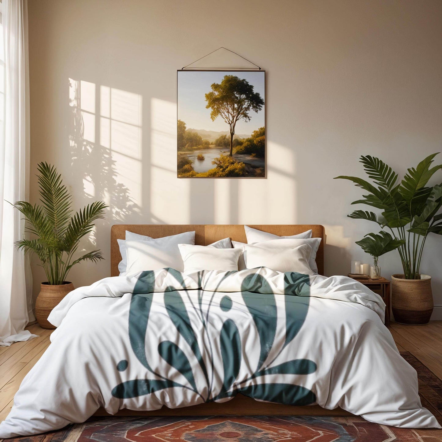 Floral Duvet Cover - Mid Century Bedding Set With Soft Breathable Polyester & Decorative Pillowcases - timelessbohochic.com