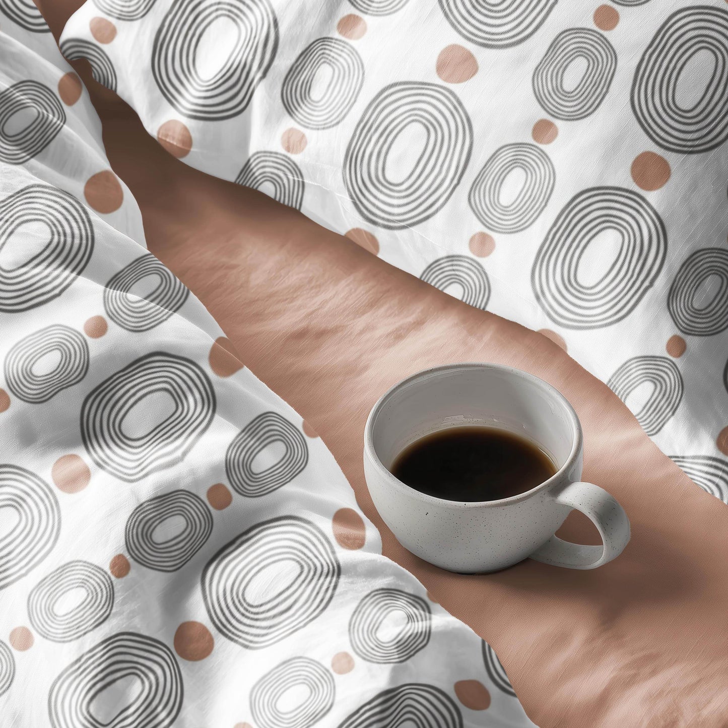 Modern Bedding Set - Oval Pattern Duvet Cover & Pillowcases | Soft Breathable 3 Piece Bedspread - timelessbohochic.com