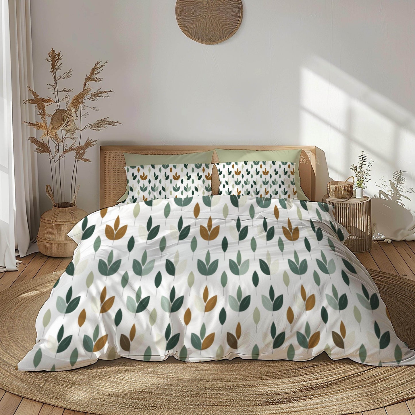 Fall Decor Duvet Cover | Leaf Design Bedding Set - Soft Breathable Polyester 3-Piece Bedspread - timelessbohochic.com
