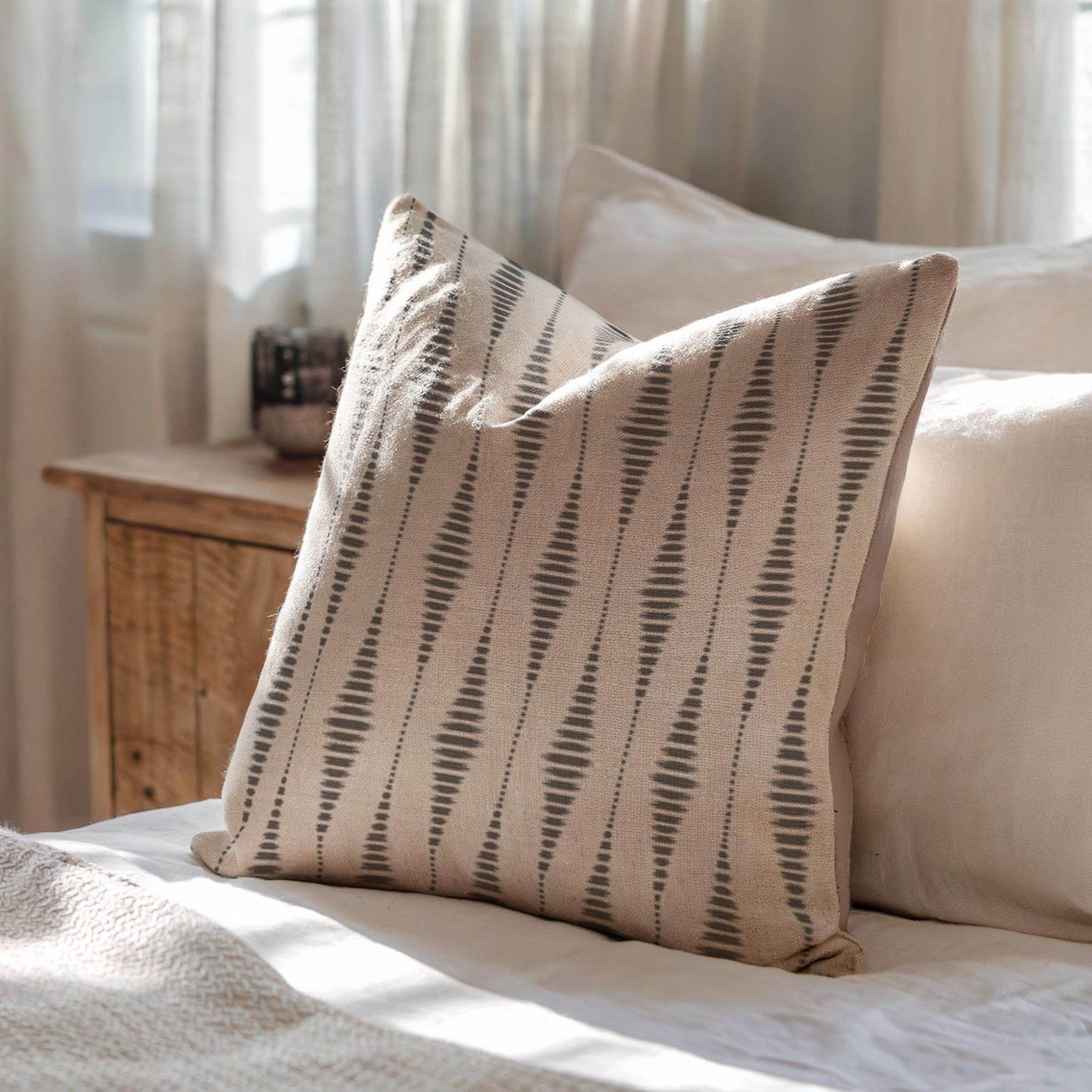 Modern Geometric Cushion - Scandinavian Throw Pillow | Black White Patterned Accent Pillow - timelessbohochic.com