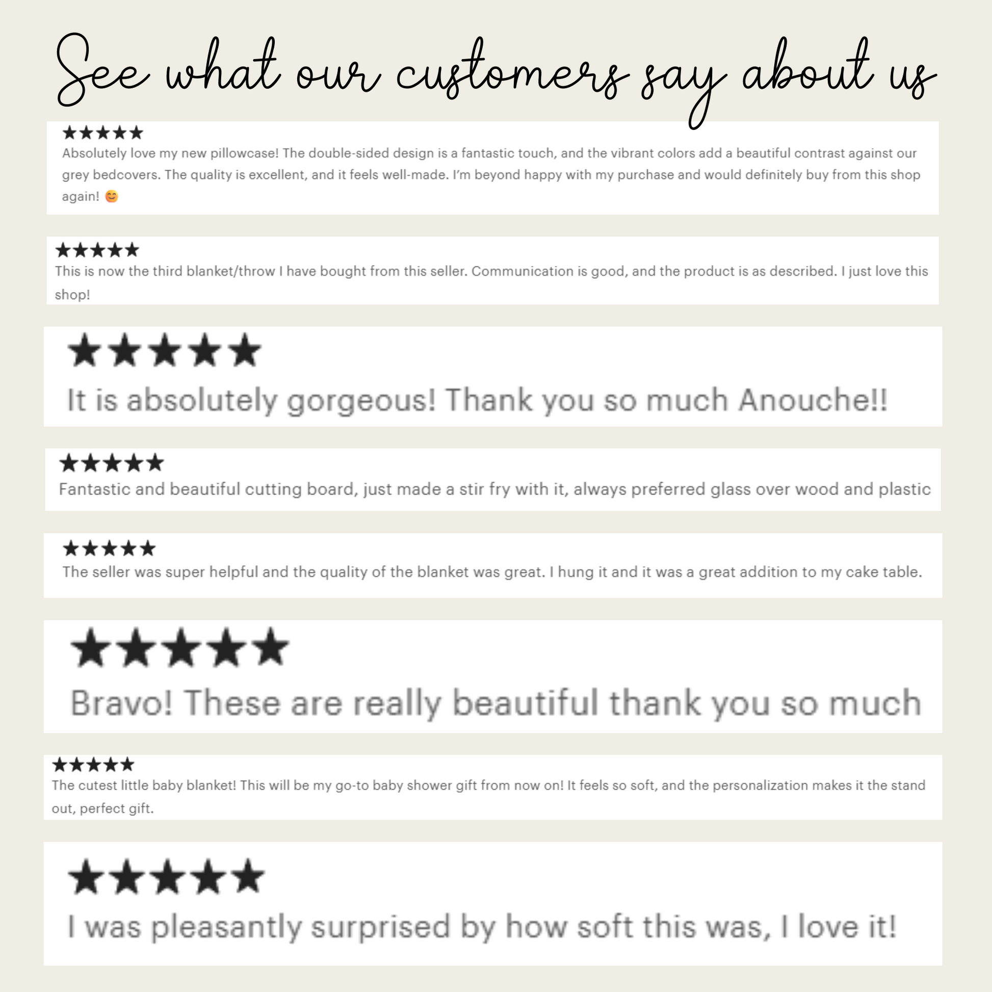 a collection of customer reviews for a blanket, expressing their satisfaction with the product. The reviews praise the blanket for its quality, design, and comfort, with some customers even calling it a "gift from the heavens". The reviews highlight the blanket's beauty, its softness, and the personalization it offers. The overall sentiment of the reviews is positive, with customers expressing their love for the blanket and their willingness to recommend it to others.