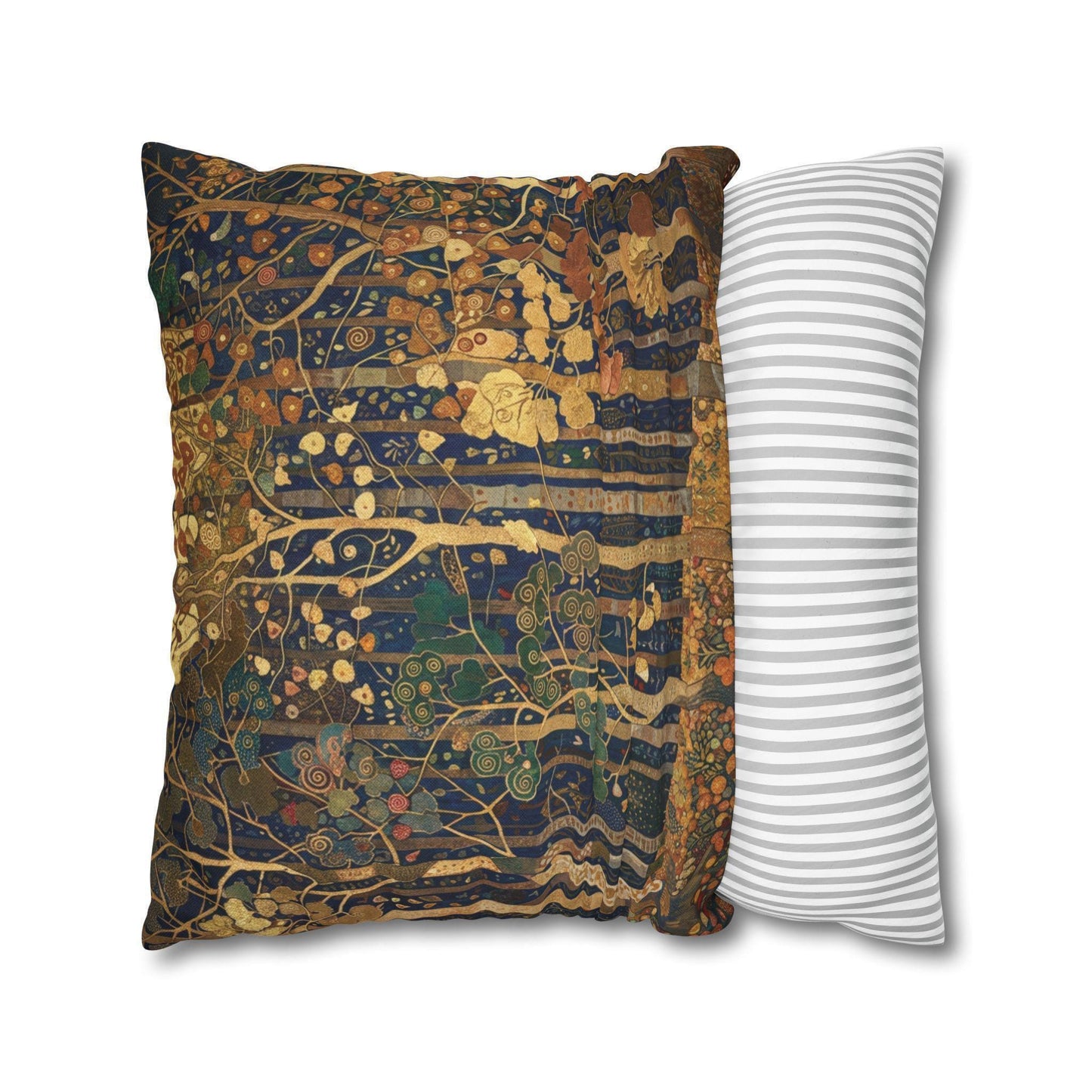 Scandinavian Inspired pillow cover with woven pattern styled on a sofa or bed