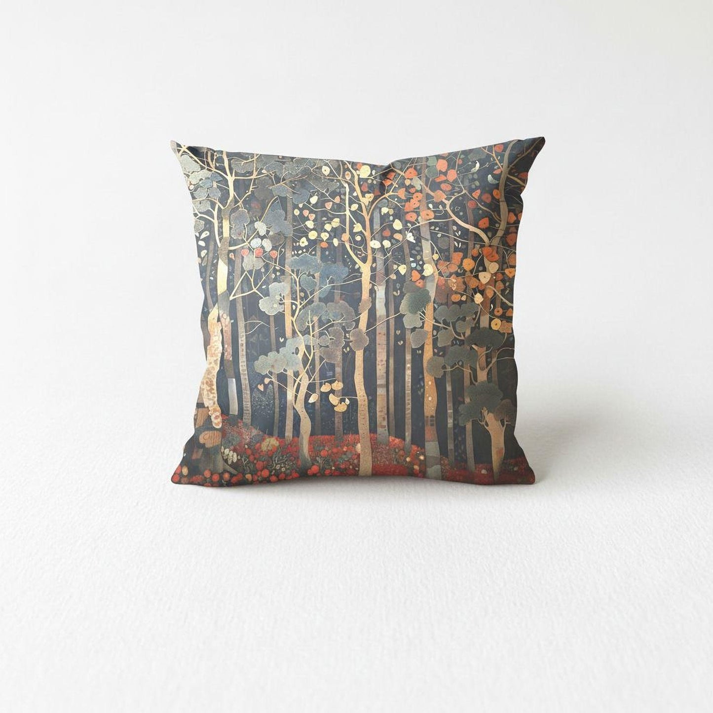 Scandinavian Inspired pillow cover with woven pattern styled on a sofa or bed