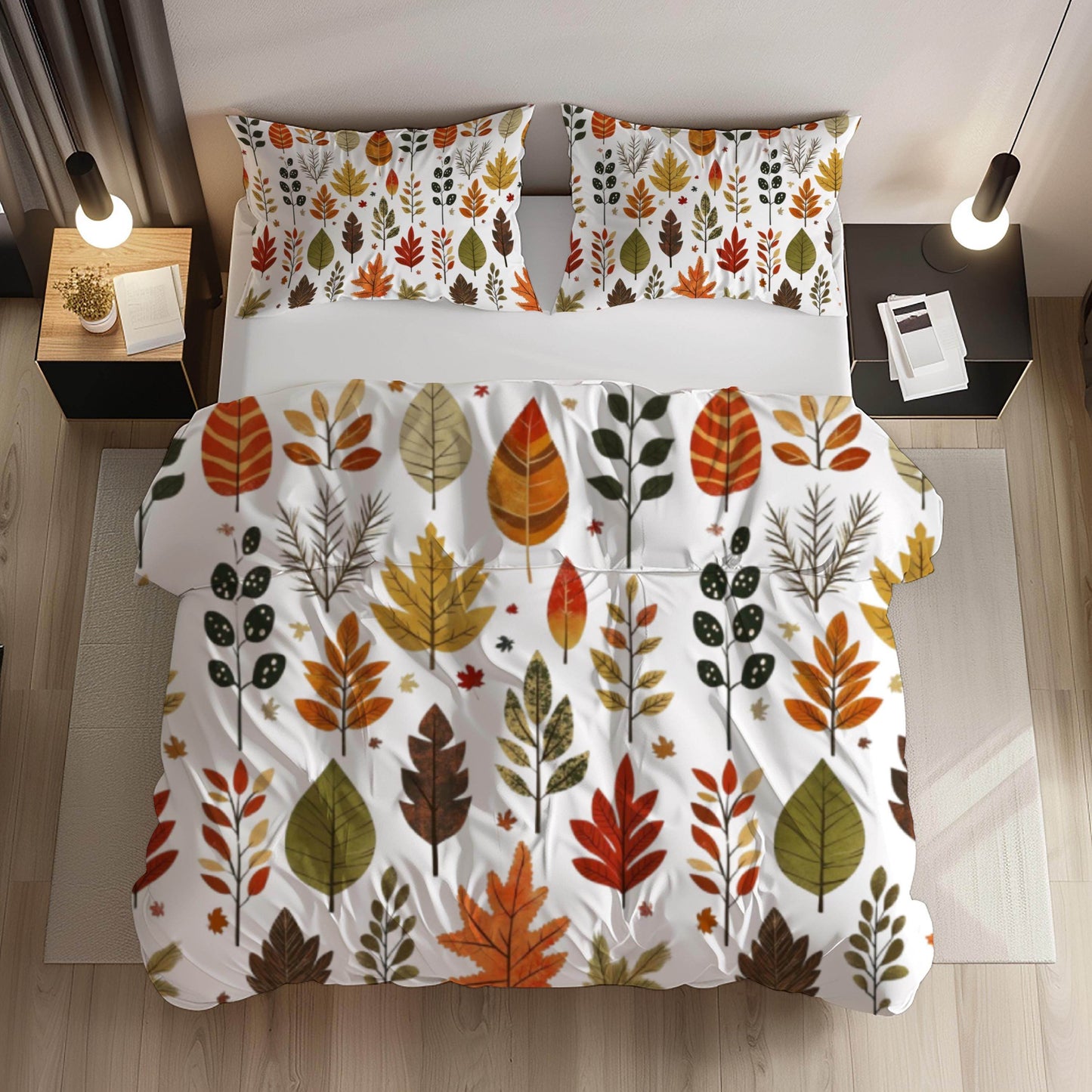 Fall Decor Bedding Set – Harvest Duvet Cover & Leaf Pattern Bedspread, Soft Breathable 3 Piece Set - timelessbohochic.com