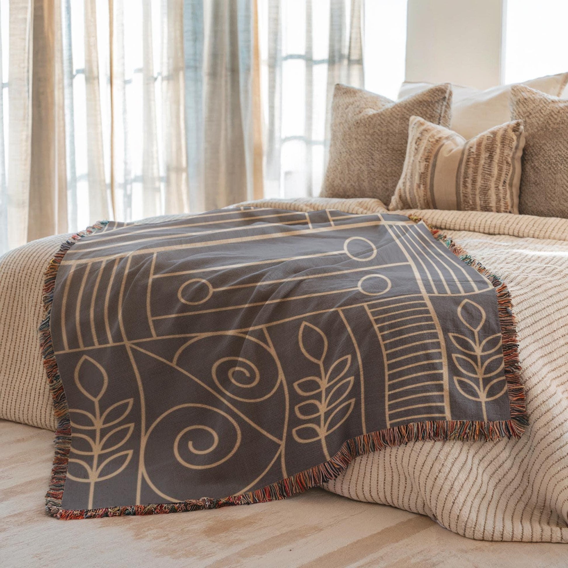 Woven Blanket – Cozy Home Decor | Modern Throw Blanket With Geometric Pattern