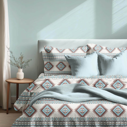 Native American Bedding Set | Soft Breathable Polyester 3 Piece Duvet Cover with Tribal Pattern - timelessbohochic.com