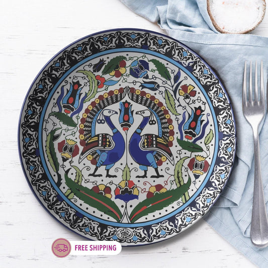 Armenian Peacocks Tableware – Handmade Bone China Plates | Traditional Armenian Dishware Set
