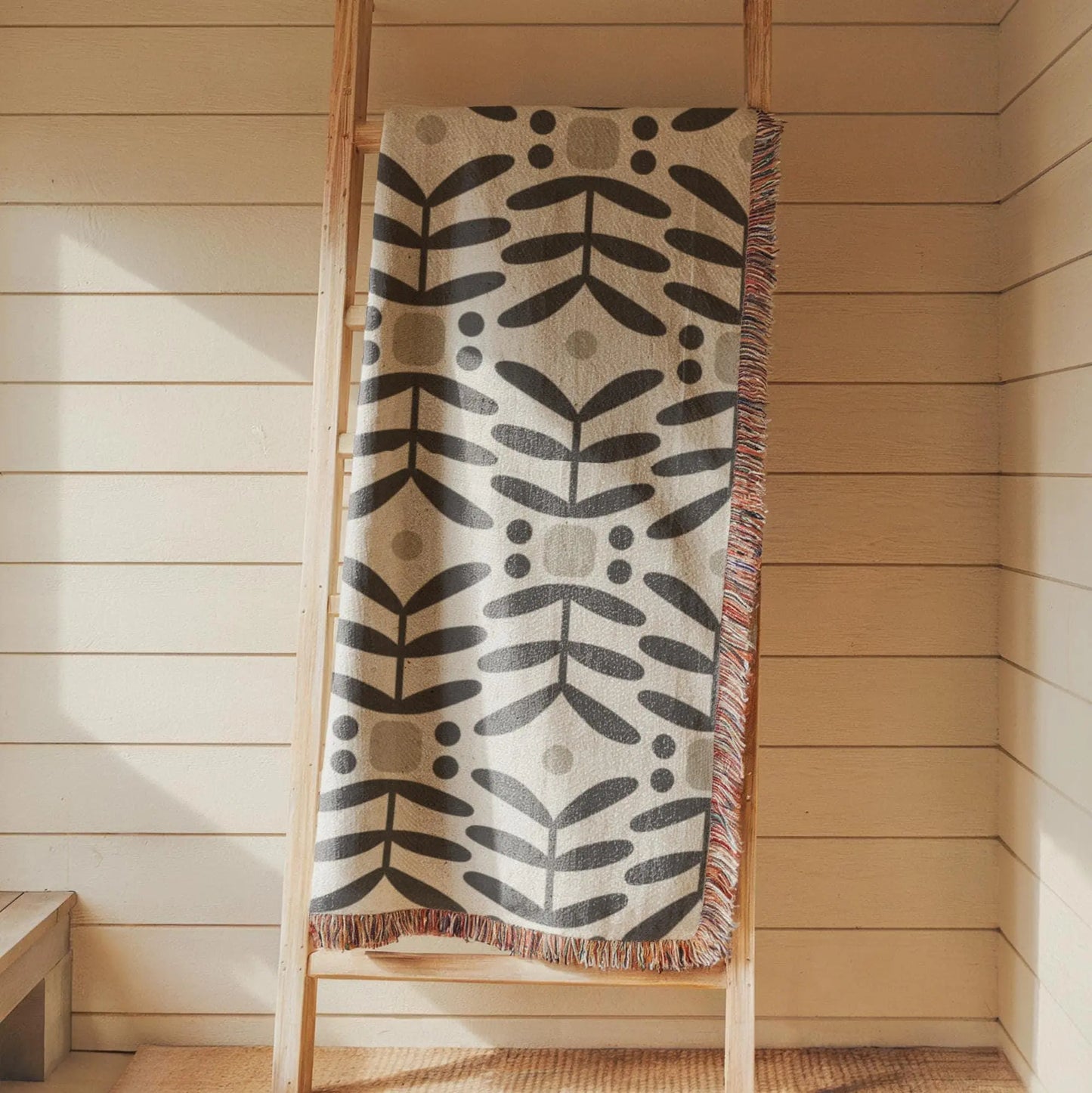 Woven Tapestry Wall Hanging – Mid Century Modern Decor With Floral Design