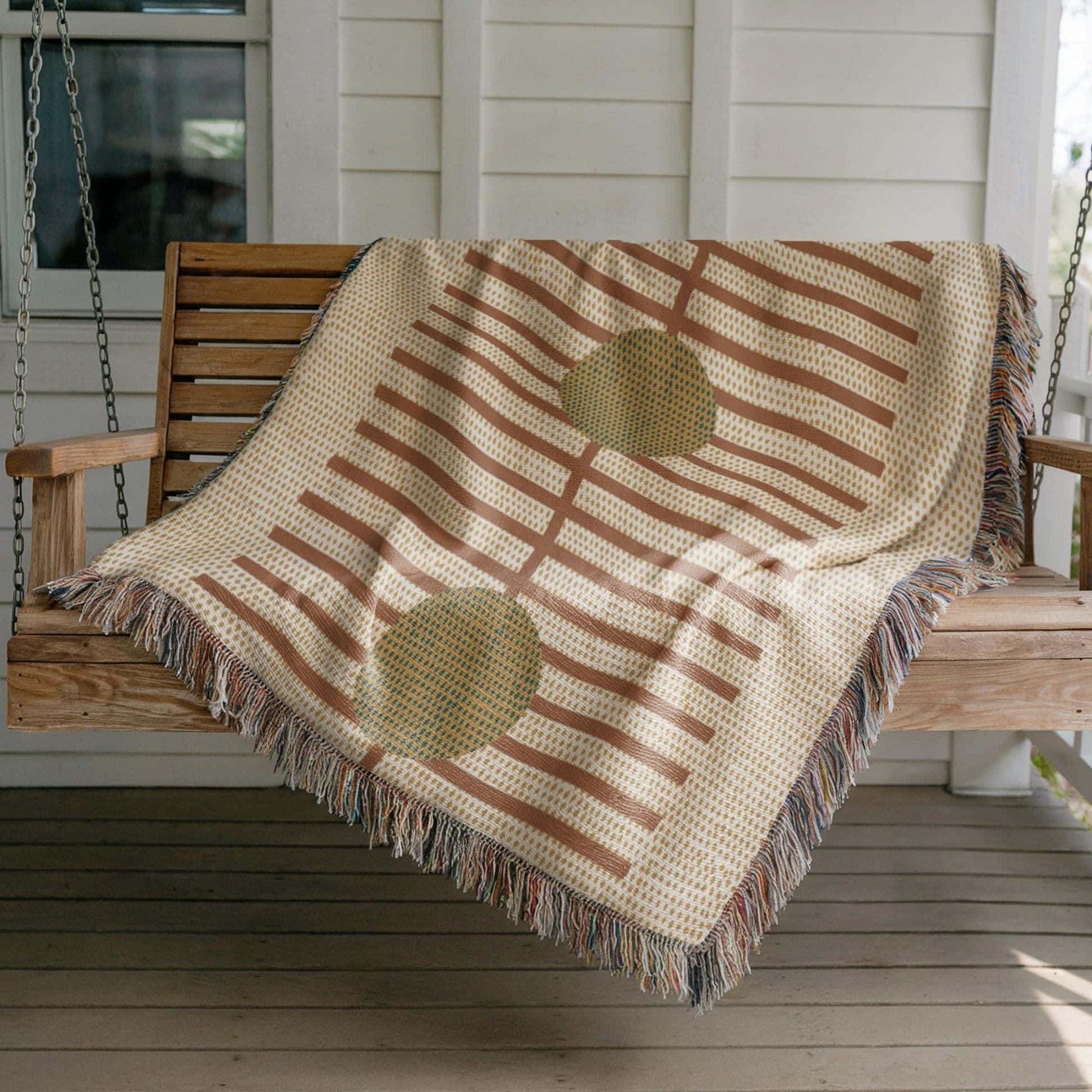 Woven Blanket - Rustic Stripes Cotton Throw With Fringed Edges For Cozy Living