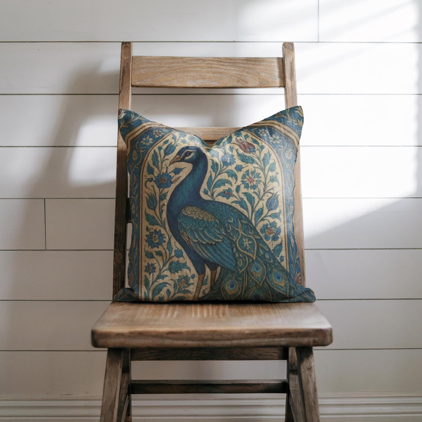 Modern Geometric throw pillow with geometric pattern styled on a sofa or bed