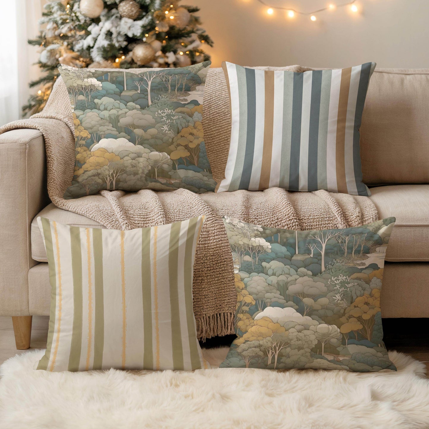 Tapestry Inspired Pillow - Sofa Bed Pillow with Armchair Cushion Cover & Soft Polyester Filling - timelessbohochic.com