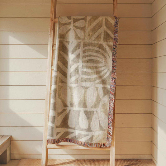 Modern Geometric woven wall tapestry with geometric pattern styled as textile wall decor