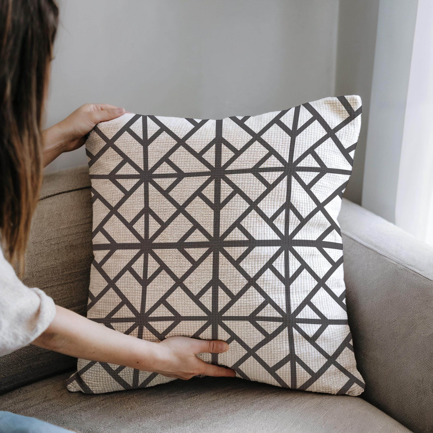 Modern Throw Pillow – Geometric Pattern Cushion | Minimalist Home Decor, Soft Cotton Blend - timelessbohochic.com