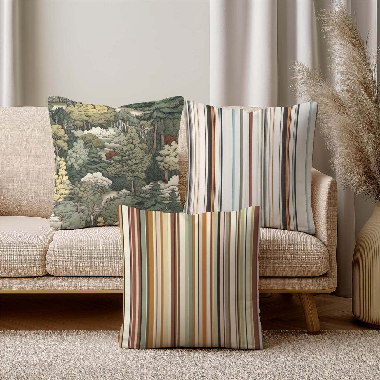 French Tapestry Pillow - Classic Aubusson Pattern Cotton Throw Pillow with Soft Polyester Filling - timelessbohochic.com