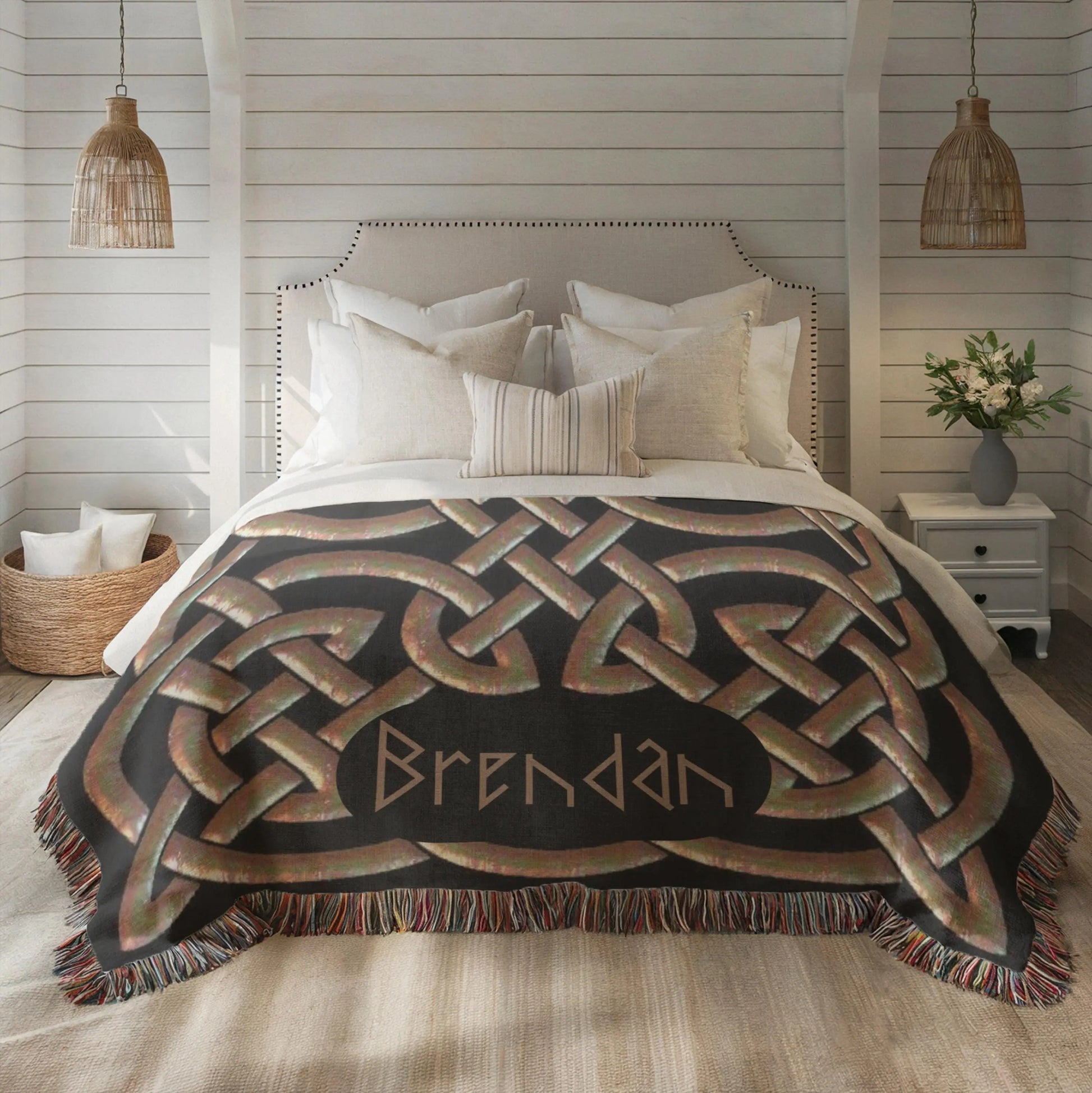 Celtic Woven Blanket – Irish Knotwork Throw | Custom Cotton Heritage Bedspread