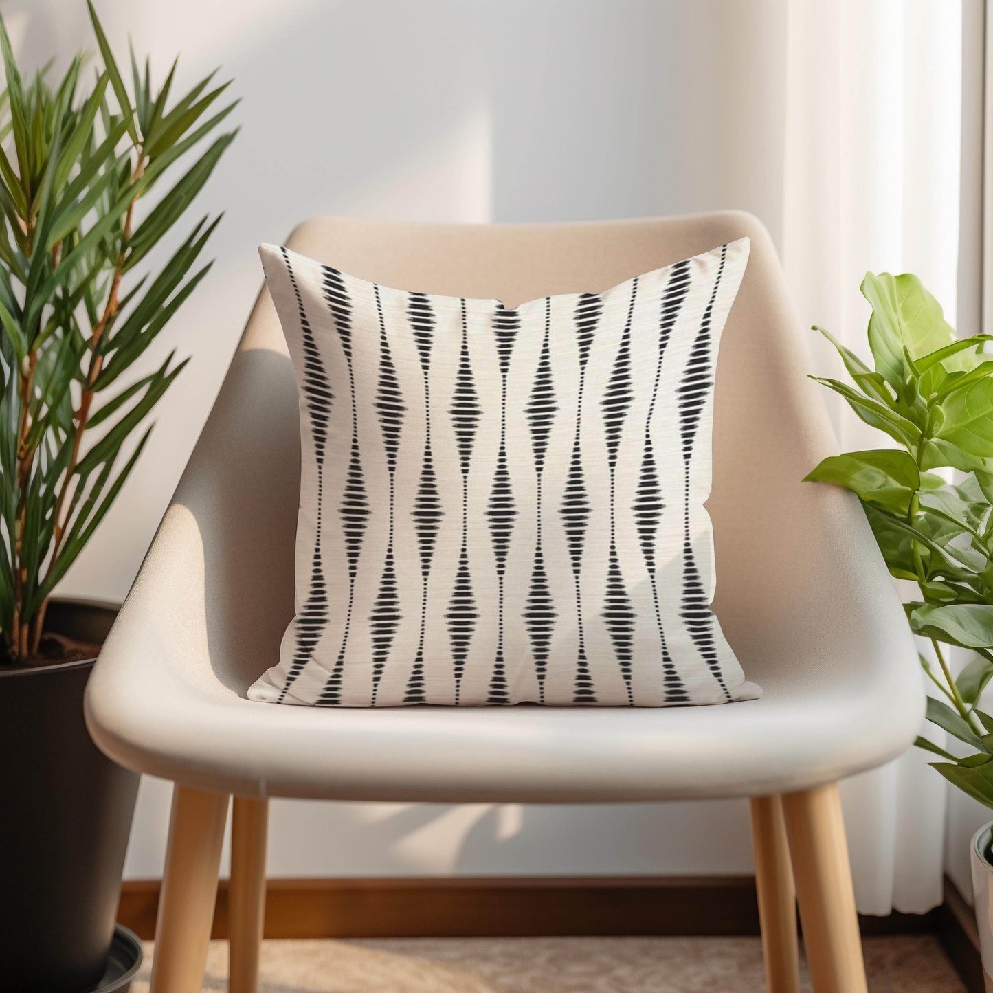 Modern Geometric Cushion - Scandinavian Throw Pillow | Black White Patterned Accent Pillow - timelessbohochic.com