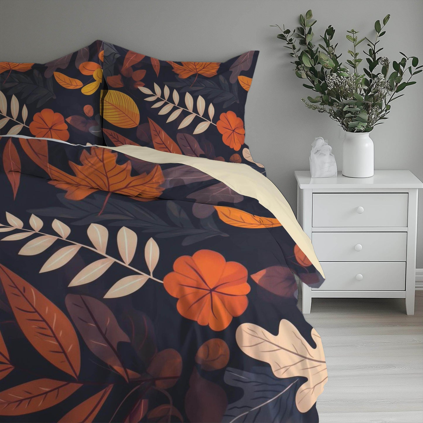 Harvest Season Bedding – Soft Breathable 3 Piece Bedspread Set With Leaf Design - timelessbohochic.com