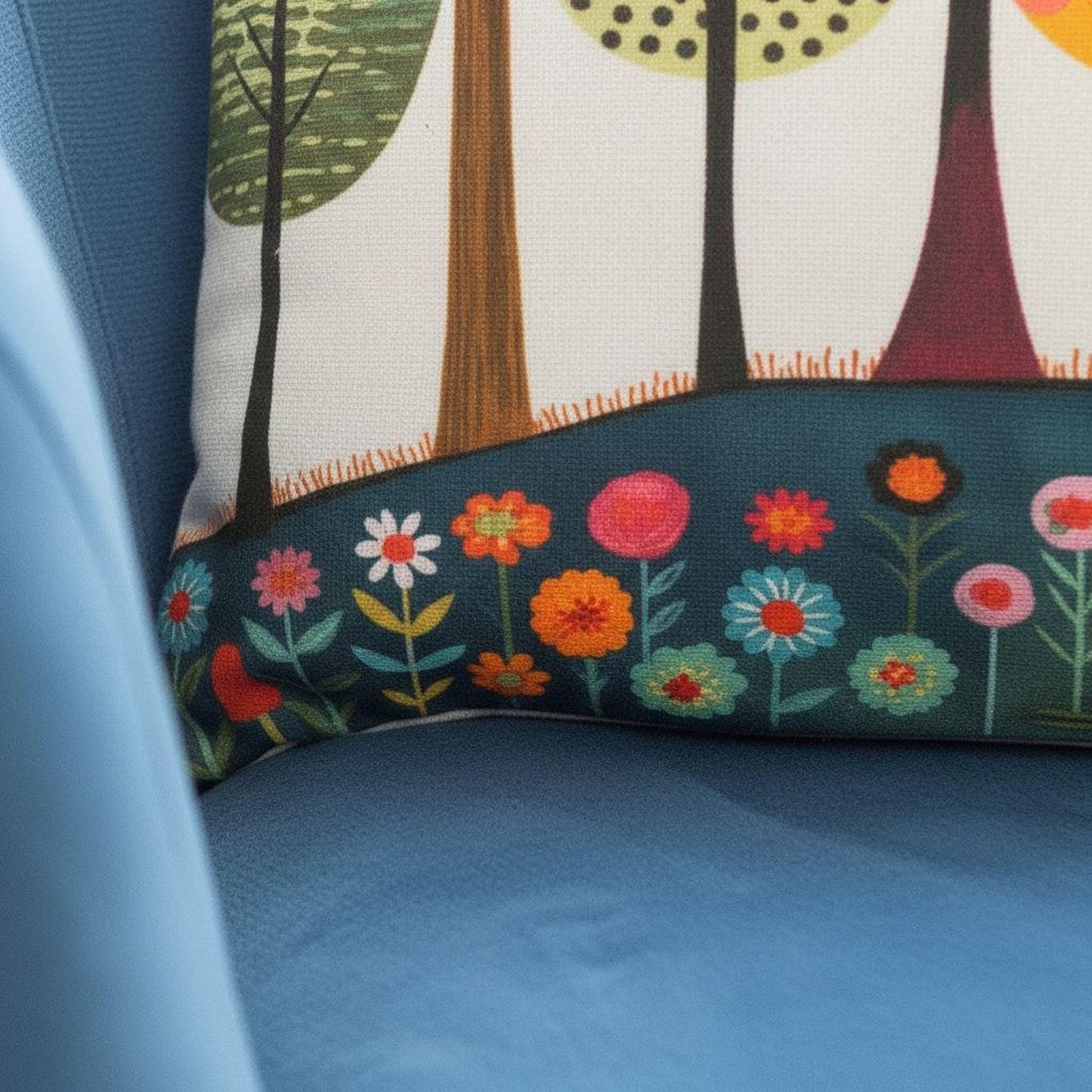 Scandinavian Inspired pillow cover with woven pattern styled on a sofa or bed