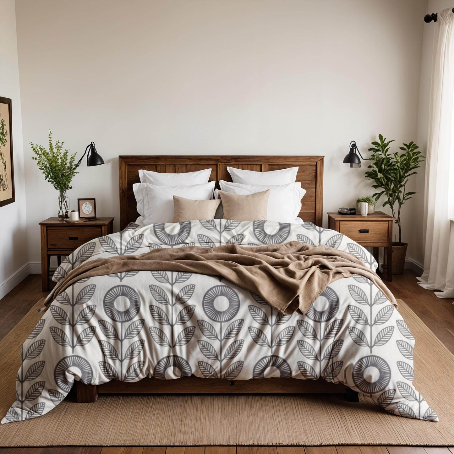 Floral Bedding Set - Sunflower Duvet Cover & Soft Breathable 3-Piece Bedspread - timelessbohochic.com