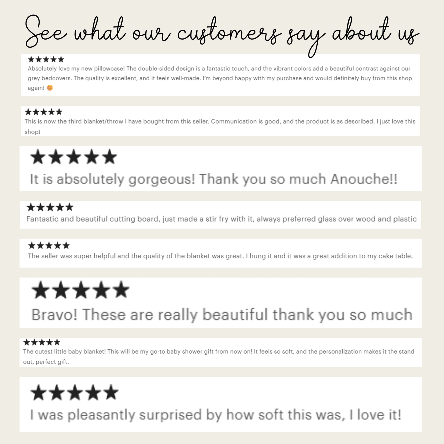 a collection of customer reviews for a blanket, expressing their satisfaction with the product. The reviews praise the blanket for its quality, design, and comfort, with some customers even calling it a "gift from the heavens". The reviews highlight the blanket's beauty, its softness, and the personalization it offers. The overall sentiment of the reviews is positive, with customers expressing their delight in the product.